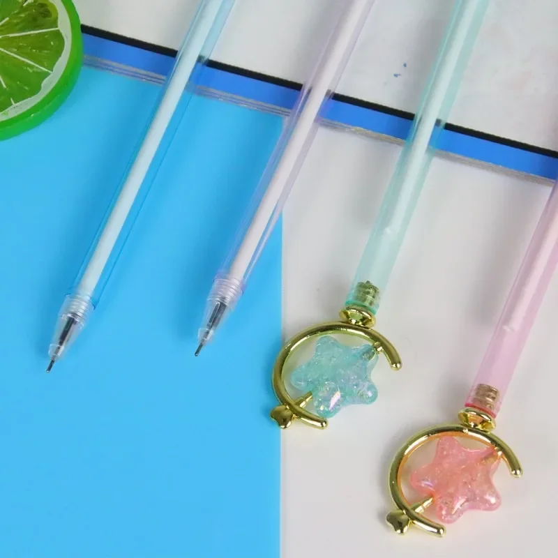 24Pcs high-value student gender-neutral pen, cute crystal star styling pen, cartoon stationery