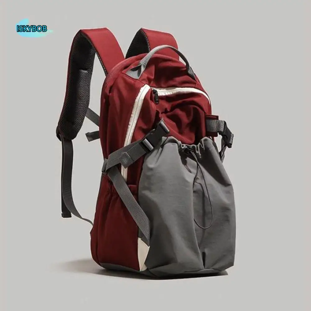

Drawstring Vintage Workwear Backpack Large Capacity Soft Short Travel Bag Adjustable Straps Multifunctional Nylon Knapsack