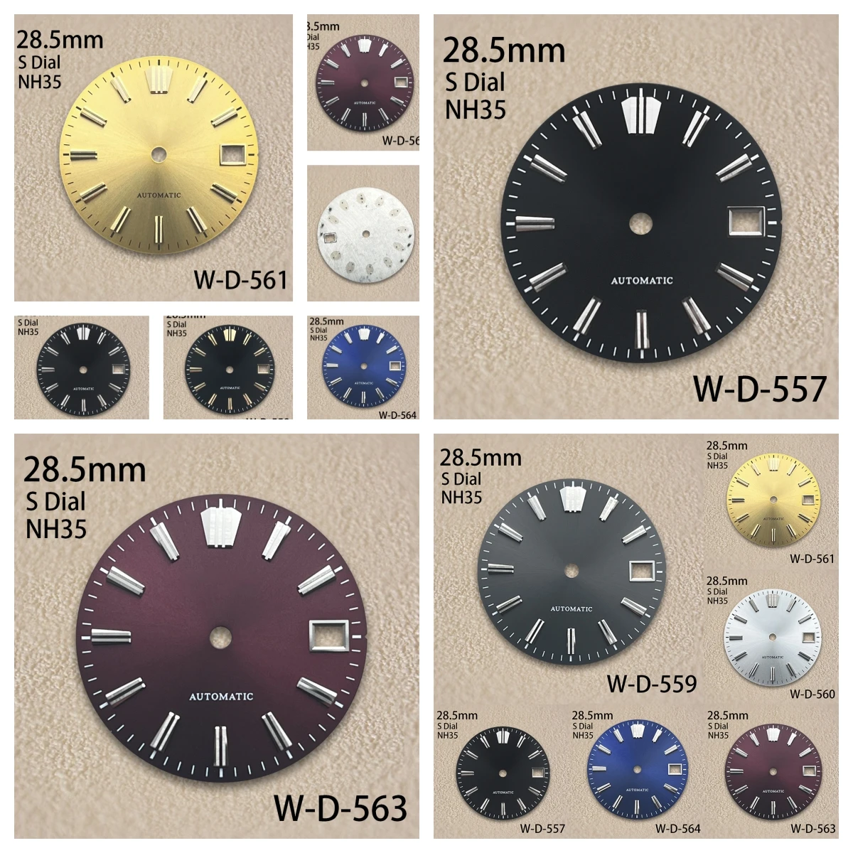 

28.5mm S Logo Sunray Dial Fit NH35/NH36/4R/7S Movement No Luminous High Quality Watch Modification Accessories