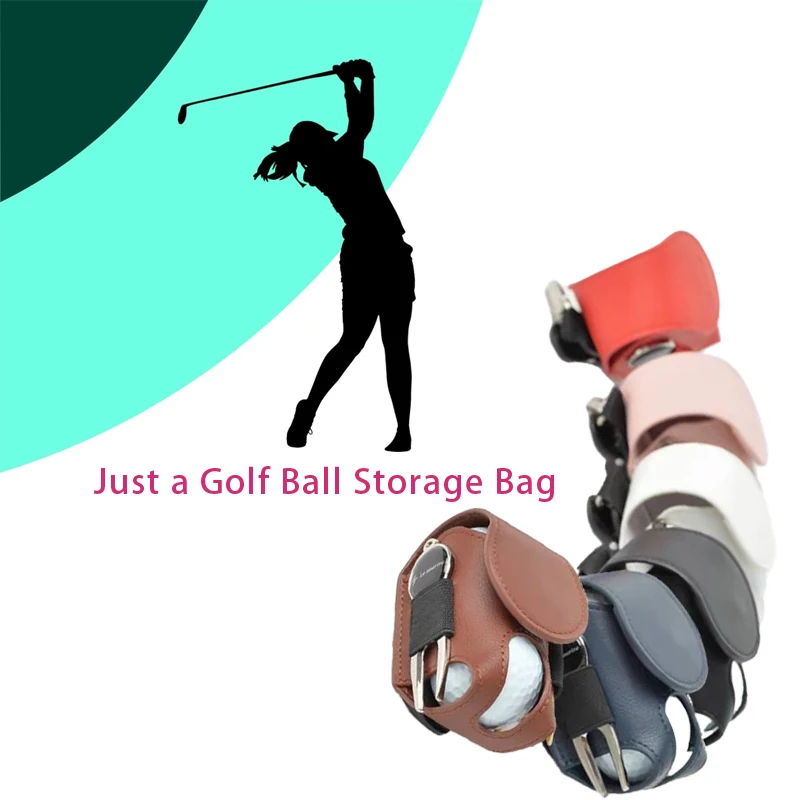 Golf Ball Bags Container PU Leather with Metal Buckle Waist Hanging Golf Ball Storage Pouch Mini Universal Sporting Accessories