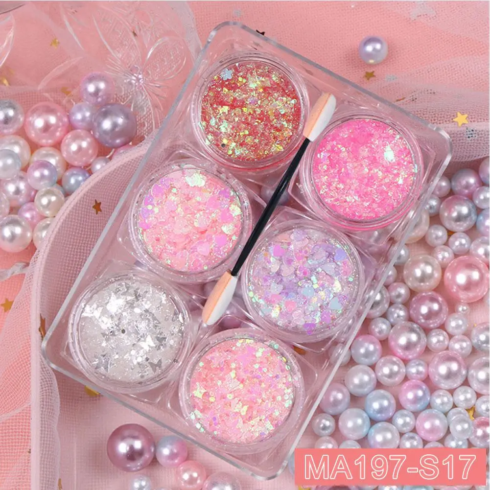 Brillo de ojos para uñas, pelo, cuerpo, cara, pegatinas, arte en Gel, lentejuelas sueltas, fiesta, Festival, crema de maquillaje, diamantes de imitación, joyas, decoración Z4H7