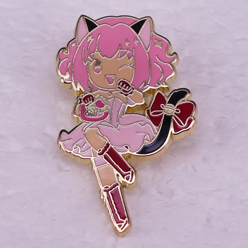 Broche de chica de Anime Tokyo Cat, insignia de Metal, Pin esmaltado, Sudadera con capucha, accesorios de mochila, regalo de joyería