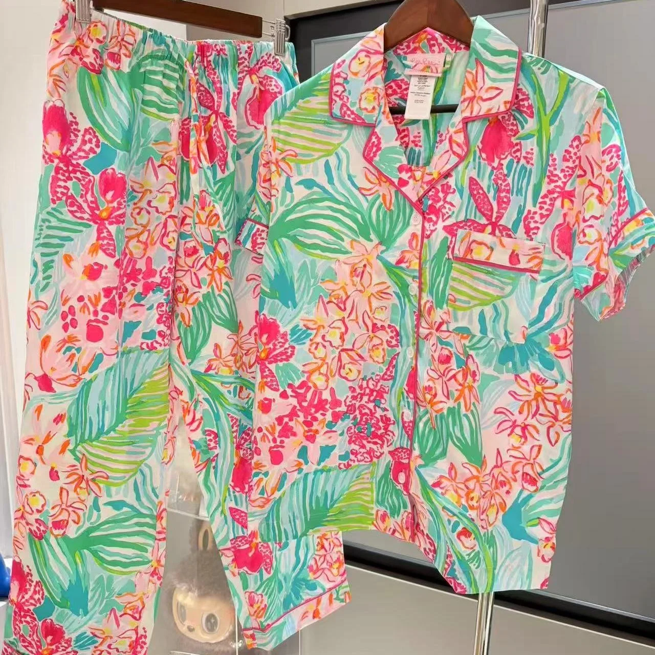 conjunto-de-pijama-con-estampado-floral-pb-manga-corta-y-pantalones-largos-ropa-de-casa-comoda-de-algodon-atuendo-de-veran