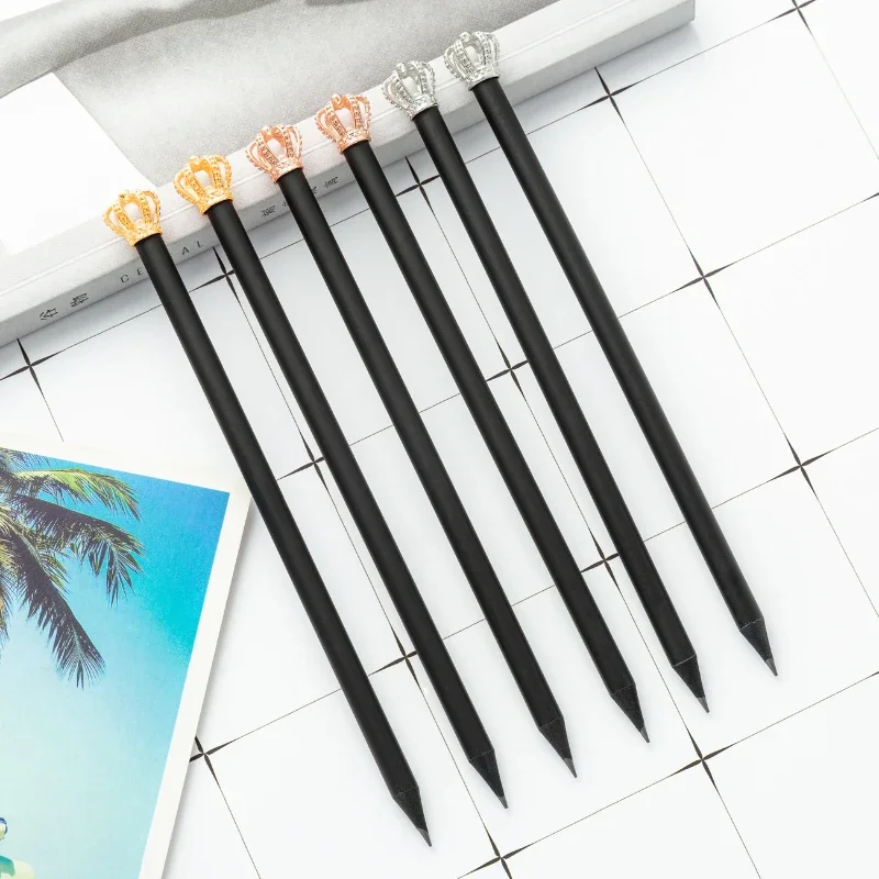 30PCS Cartoon Crown Pencil Kindergarten Primary School Wood Exam Pencil Wholesale Children's Writing