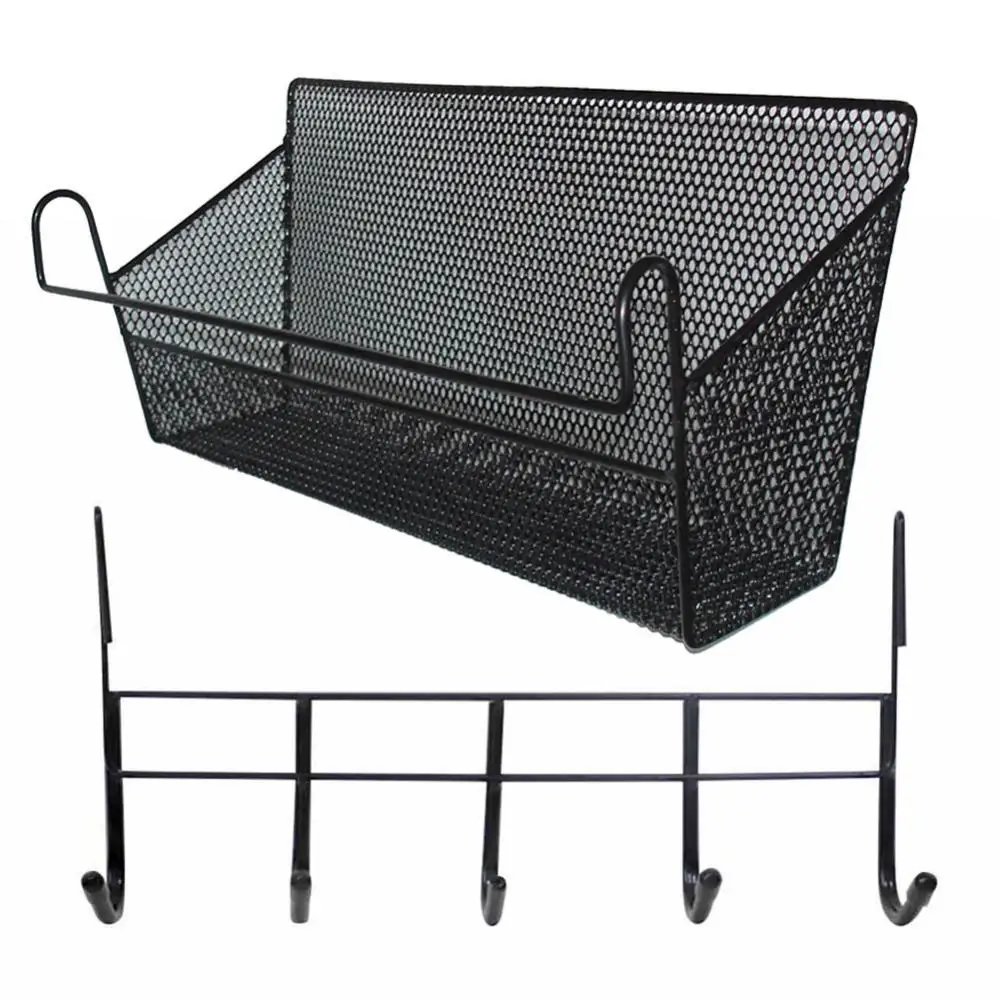 Hanging Metal Storage Rack Basket Hooks Book Phone Holder Dorm Bed Organizer