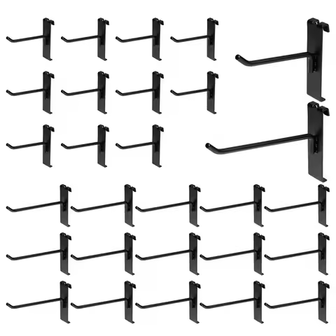 Pack Grid Wall Display Hooks, Metal Gridwall Accessories for Retail Stores, Trade Shows, Art and Craft Displays Black, 4 6 Inch