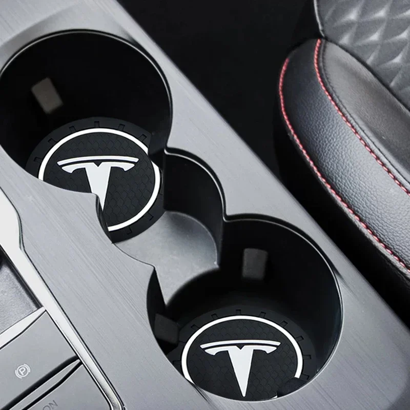 Car Anti Slip Coaster Water Cup Slot Non-Slip Cushion For Tesla Model 3 Model X S 2016-2023 Model Y Decals TM3 TMX Accessories