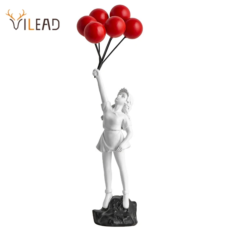 Banksy Girl Balloon Sculpture Figure Figurines for Interior Modern Street Art Painting Living Room Table Office Home Decoration