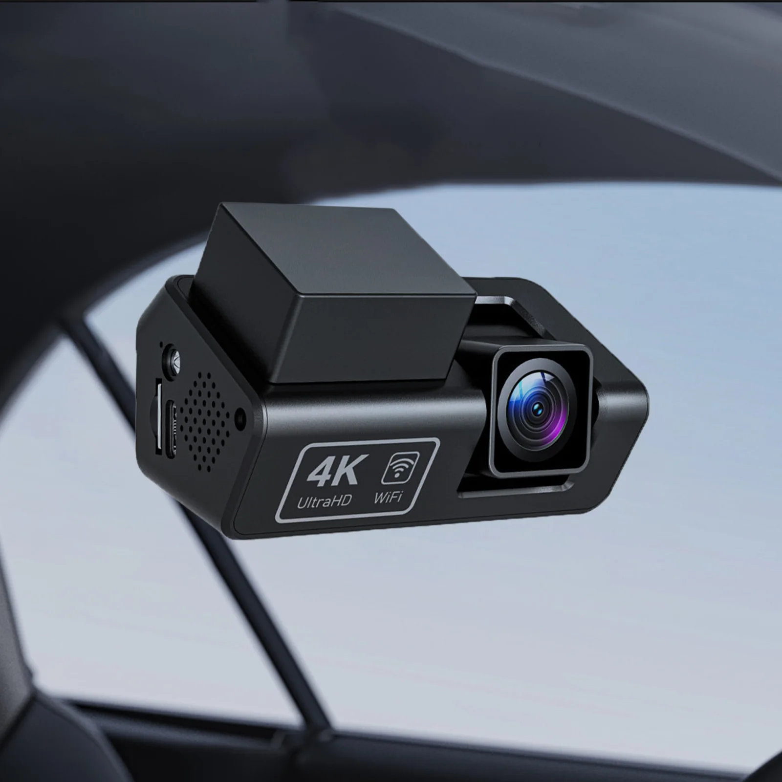 4K Dash Cam Built-in WiFi and Night Vision Car Dash Camera Compact with 24H Parking Mode Cycle Recording G-Sensor