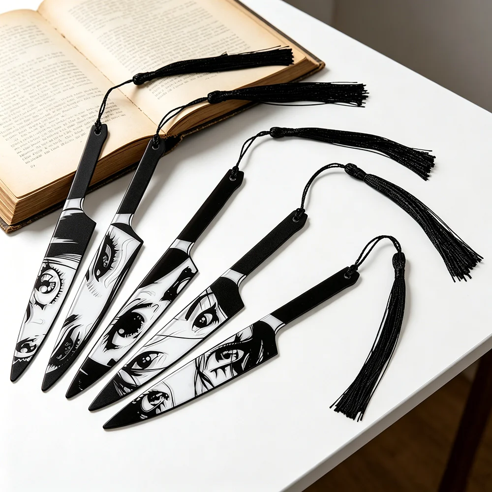Anime Eye Acrylic Bookmark, Gothic Style Book Page Marker with Tassel, Reading Bookmarks for Library Study Office, Book Lovers G