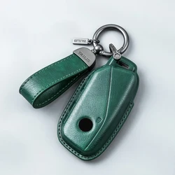 Genuine Leather For BMW Series 7 735i 740Li X7 X1 U11 2023 I7 G07 LCI XM Smart Remote Car Key Case Cover Keychain Accessories