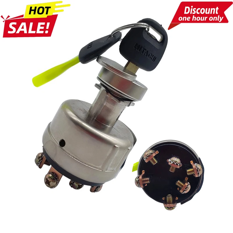 

4186743 4186745 Ignition Switch with 2 Keys 6 PINS for Hitachi EX160WD EX200-1 EX60 EX120 Excavator Digger Ignition Switch