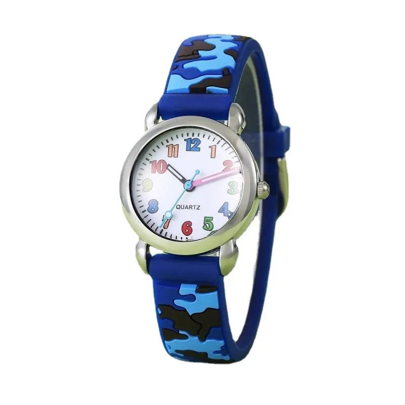 Nieuwe Cartoon Kids Watch Oceaan Oase Woestijn Sky Camouflage Band Kleurrijke Nummers Quartz Horloge Voor Kinderen Meisjes Jongens Klok Geschenken