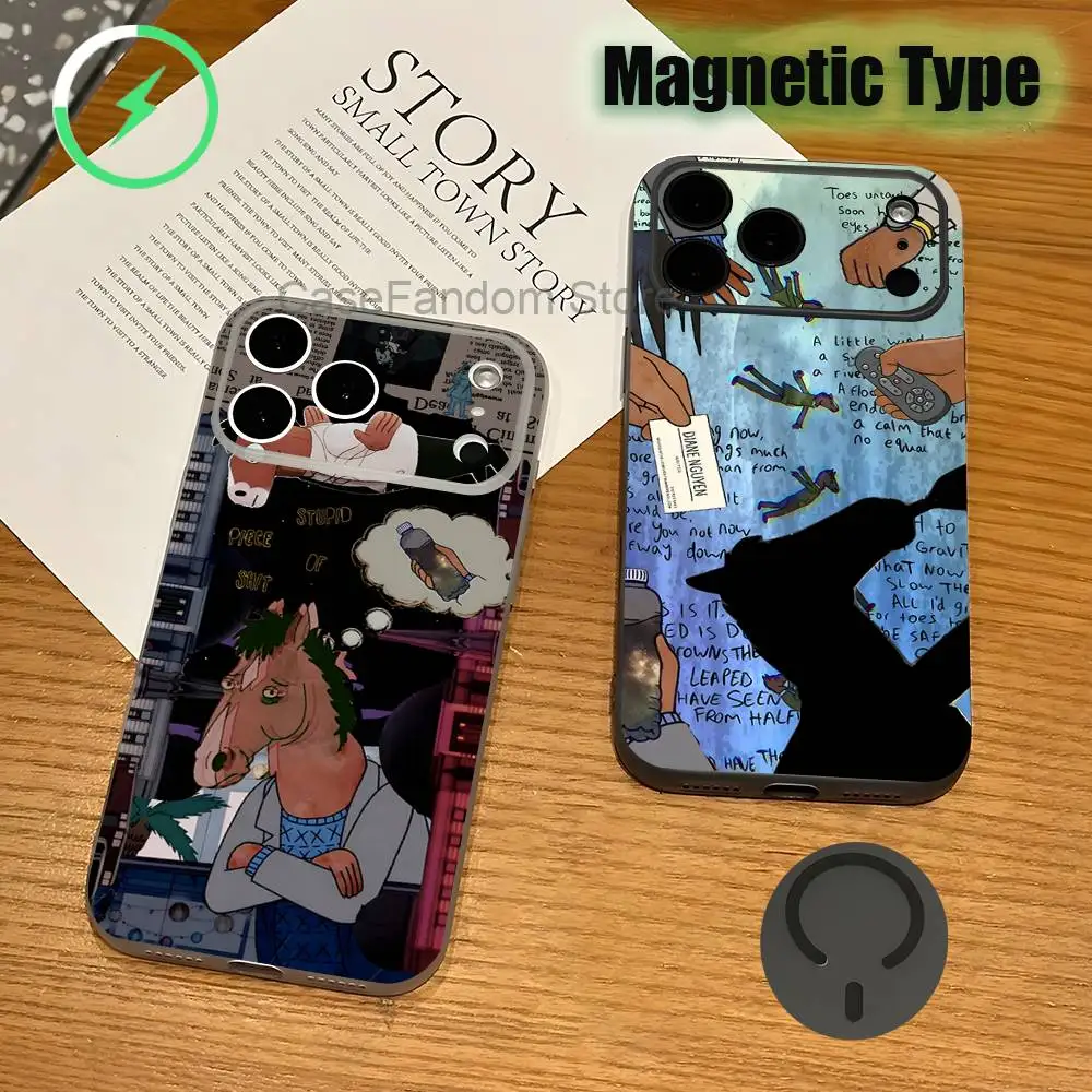 

B-BoJack H-Horseman For iPhone 17,16,15,14,13,12,11,Pro,Max,Plus Transparent gray Phone Case Magnetic Wireless Charging