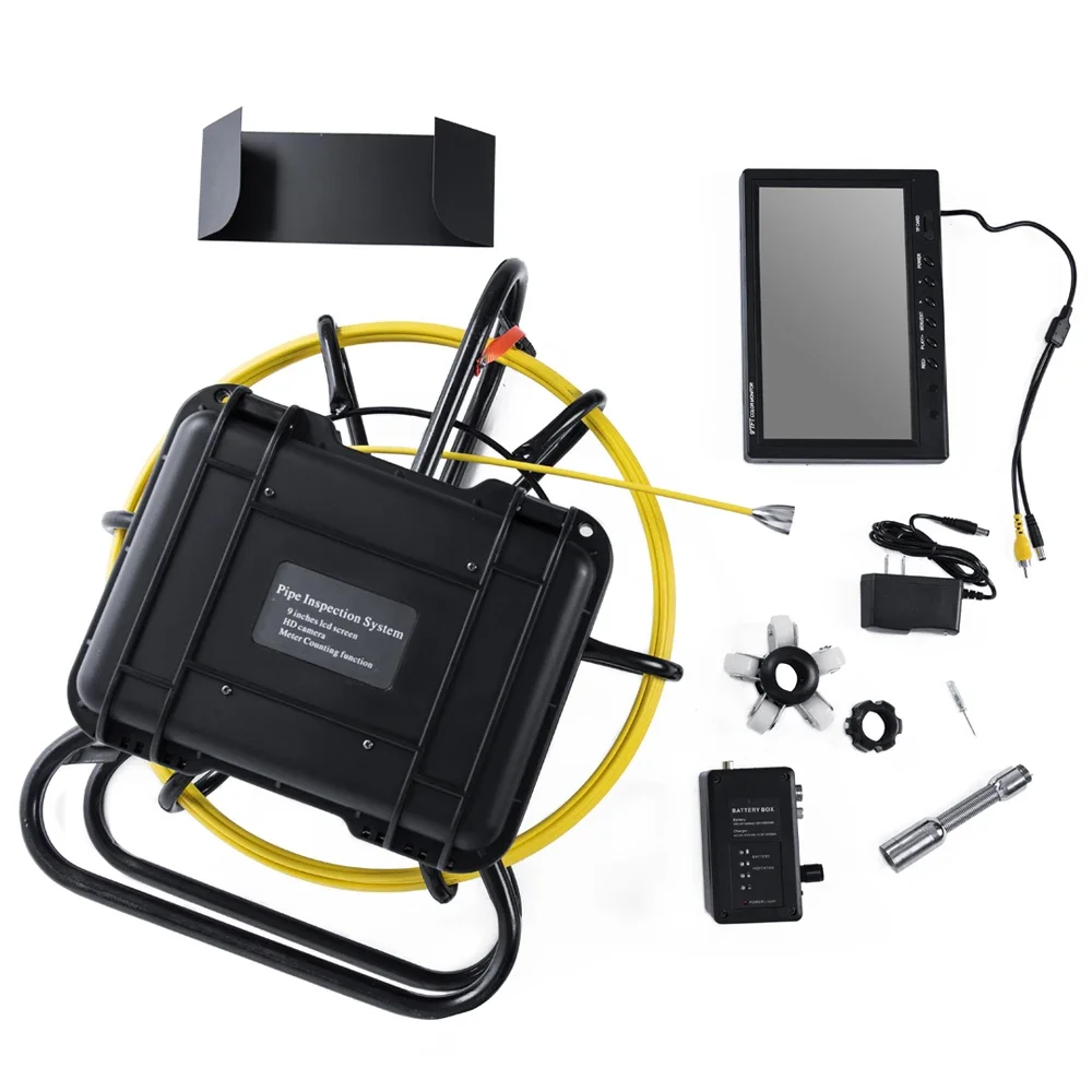 WP9600B Video Drain Pipe Inspection Endoscope 9inch LCD Screen 17mm Lens Camera with A Protective Case Support WIFI Connection