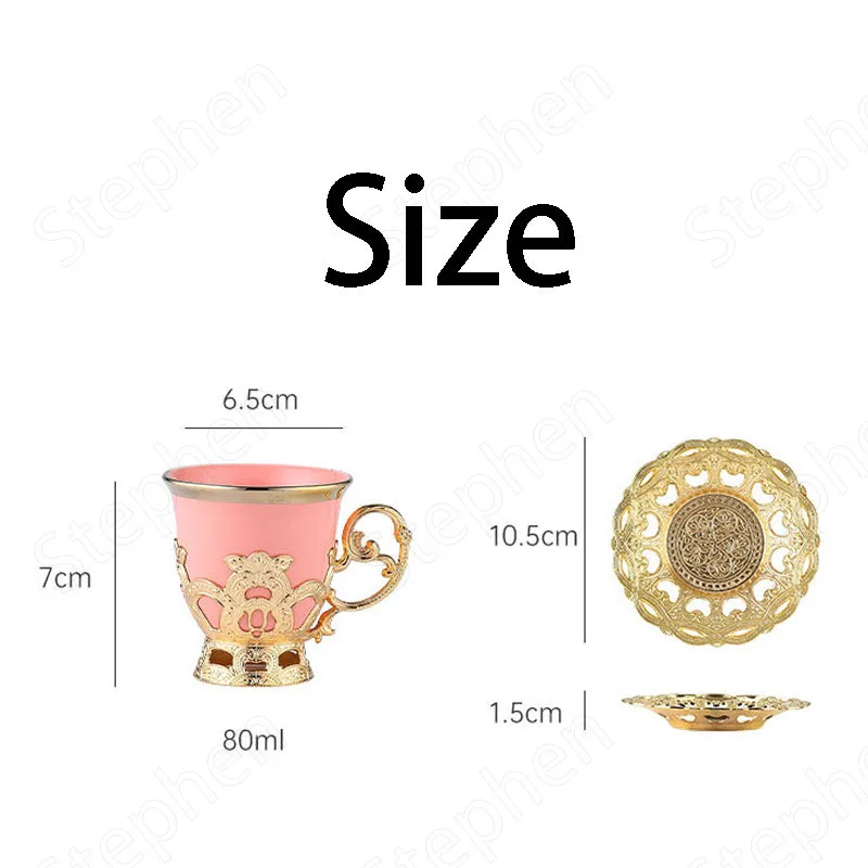 Golden Border Turkish Coffee Cups European Classical Plating Ceramic Cup and Saucer Set Afternoon Tea Tea Set Home Decoration