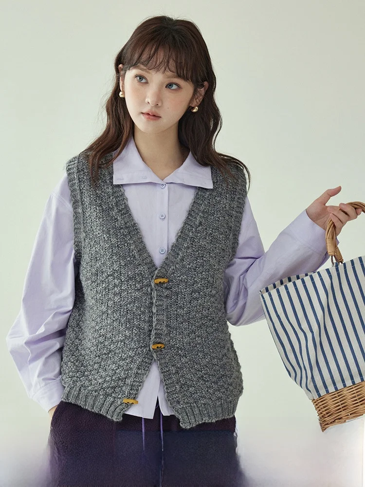 

North Island AMUU оригинальный шерстяной свитер ey V-Ne 20, женский осенний новый многослойный топ на пуговицах