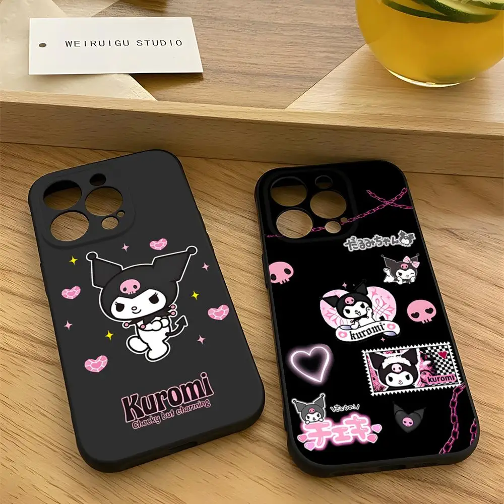 Cute cartoon Kuromi Phone Case for 15 Pro Max iphone 14 Pro Max 12 13 Mini 11 Xr X Xs 8 7 Plus Silicone Back Cover