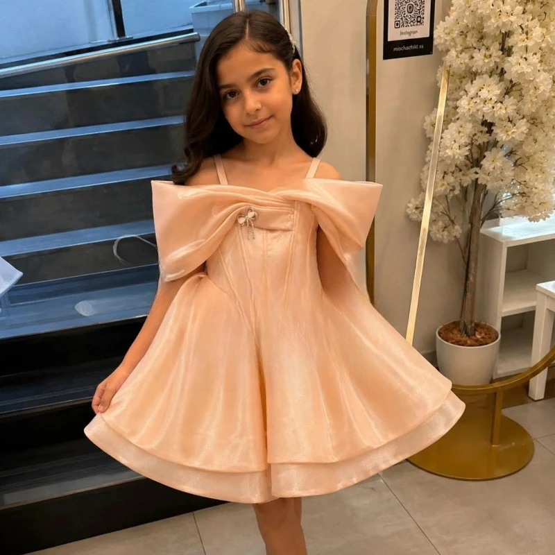 2026 Children Girls Formal Princess Tutu Dress Kids Strapless Off Shoulder Model Performance Birthday Party Banquet Costume