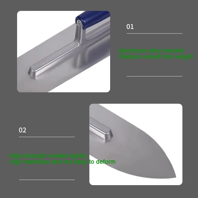 Koolstofstalen Plastic Handvat Afgeronde Voorkant Afwerking Gips Troffel Constructie Betonnen Spatel Gereedschap