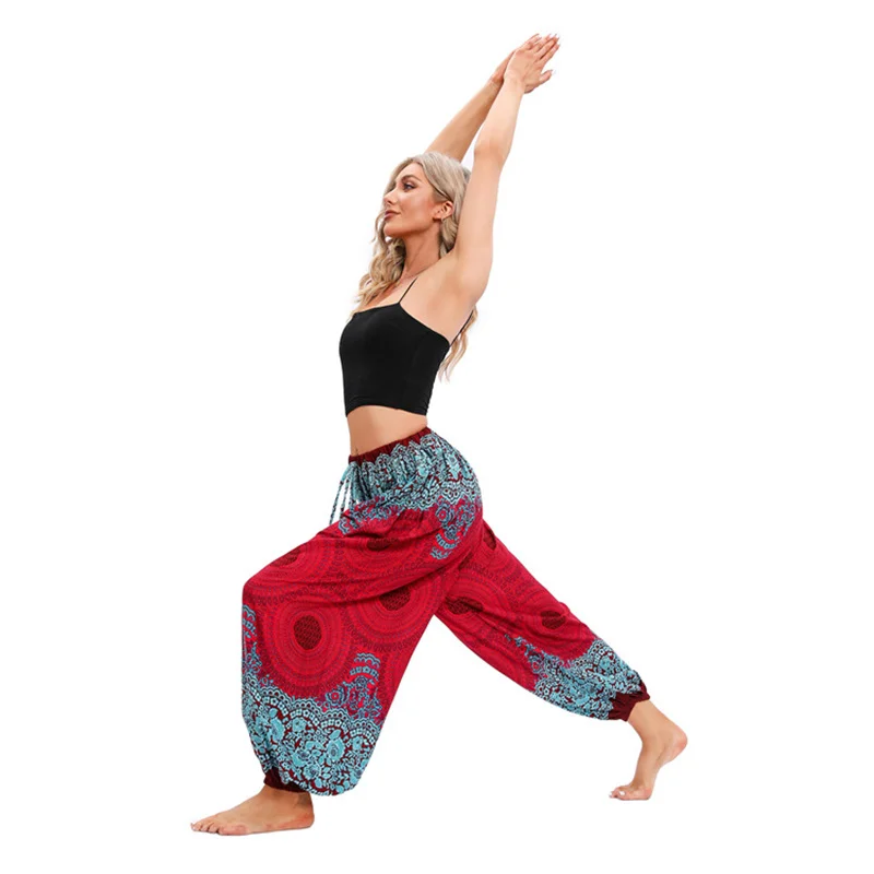 Boho Yoga Pants Women Hippie Harem Printed Dyeing High Waisted Wear Pantalone De Mujer Cintura Alta Calca Feminina Beach