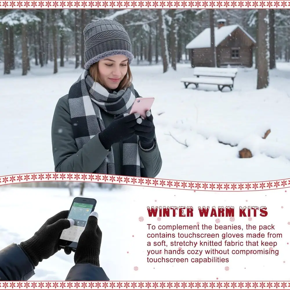أساسيات الشتاء: مجموعة مكونة من 18 قطعة مع قبعات متماسكة وأوشحة منقوشة وقفازات تعمل باللمس لهدايا العطلات السائبة