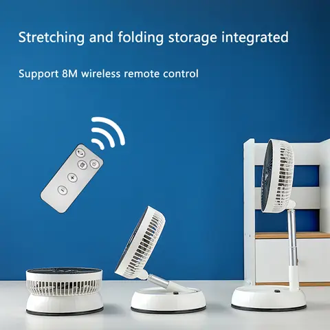 पोर्टेबल फोल्डिंग फैन 6000mAh USB रिमोट कंट्रोल एयर कूलर साइलेंट रिचार्जेबल वायरलेस फ्लोर स्टैंडिंग फैन आउटडोर घर के लिए 10 best sales कमरे का एयर कूलर - №6
