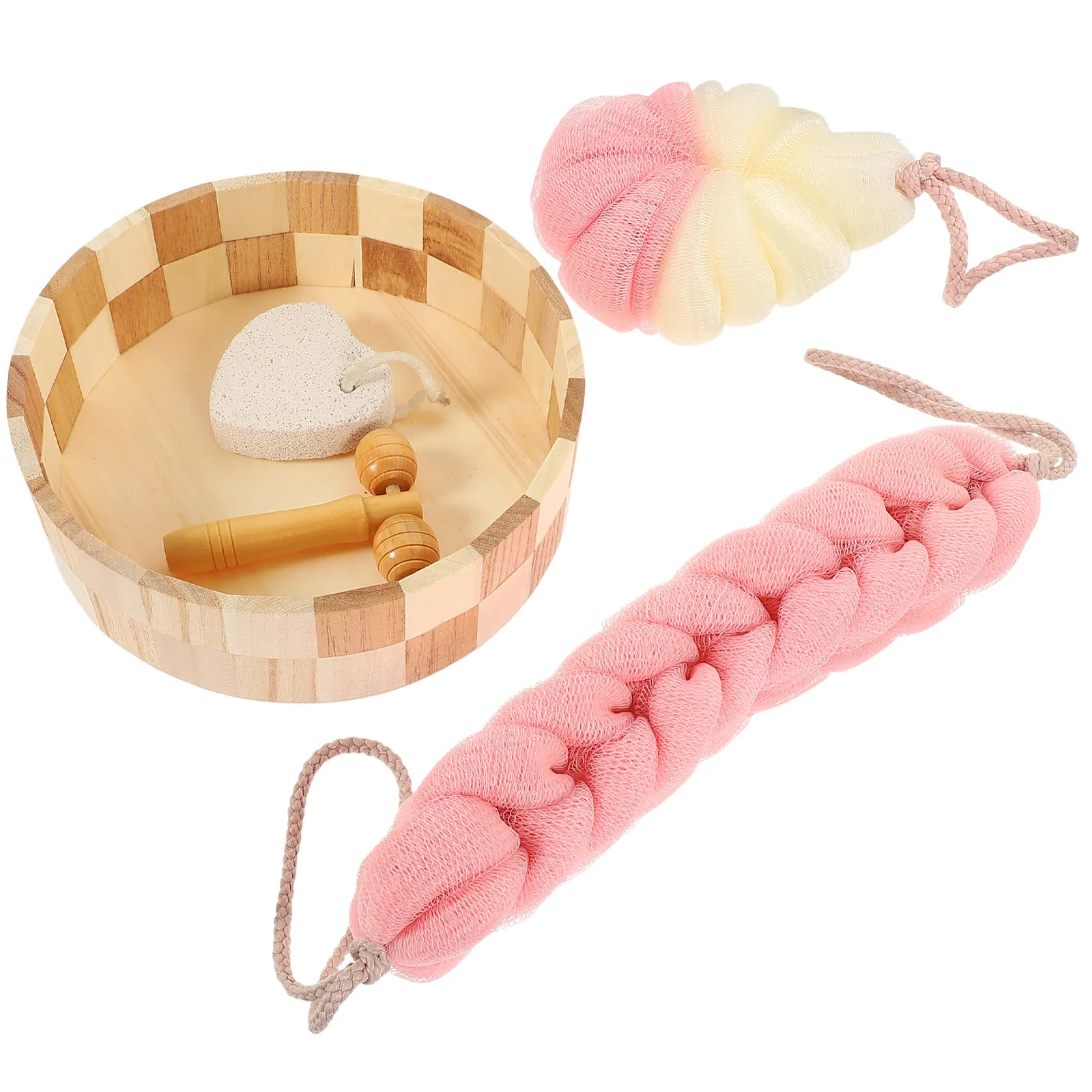 

1Set Bath Ball Tool Kit Premium Body Scrubber Foot File Set for Deep Cleaning Relaxing Bath Experience Gift for Women Shower