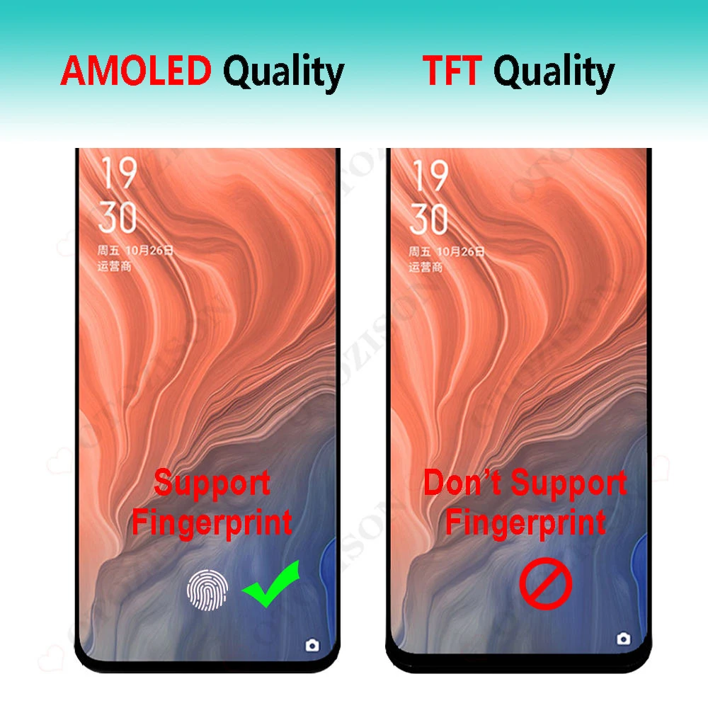 Oppo Realme GT 5G RMX2202 용 AMOLED 스크린, LCD 디스플레이 스크린 터치 패널 디지타이저, 프레임 어셈블리 포함, 6.43 인치