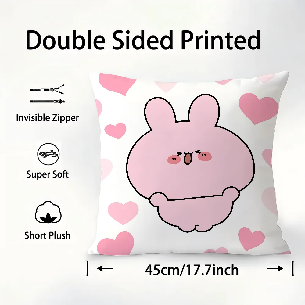 Asamimichaan Asleep Cute Asamimi Pillow Case Plush Fabric Soft  Pillowcase Double Sided Print Cushion Cover Throw Pillow Cover