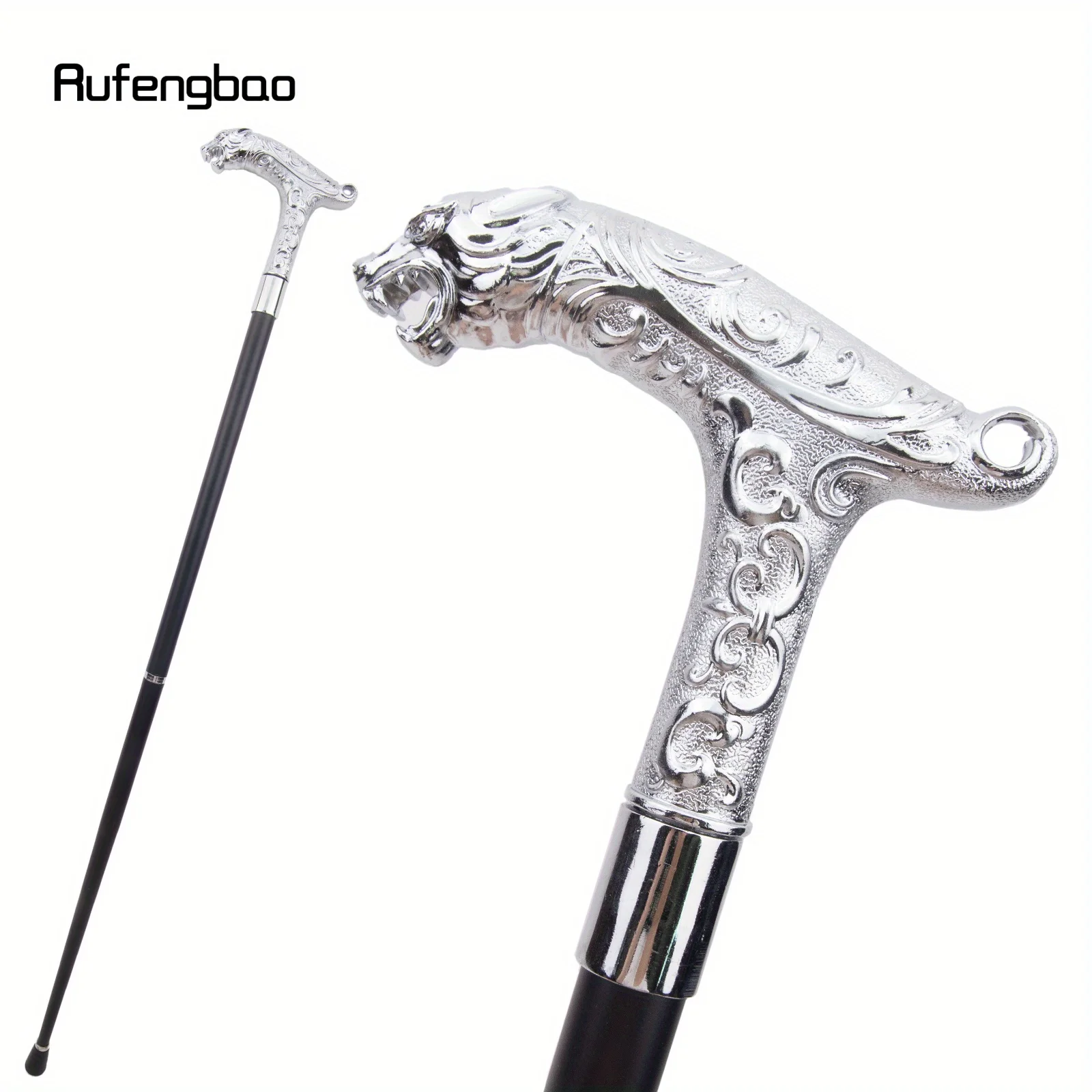 White Leopard With Tail Fashion Walking Stick  Stage Cane Decorative Cane Halloween For Cosplay And Parties, For Cosplay & Party