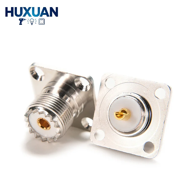 1/5/10pcs 4-Hole 25mm Flange SO239 UHF Female Jack Connector, Panel Mount Solder Type