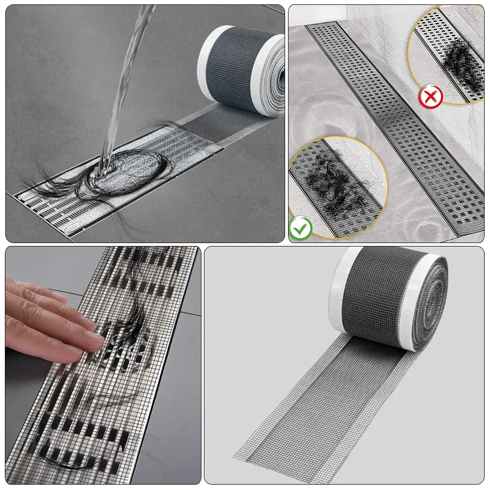 

1 Roll Floor Drain Sticker Disposable Hair Residue Strainer Bathroom Anti-Blocking Filter Decal Mesh Design Sink Toilet Shower