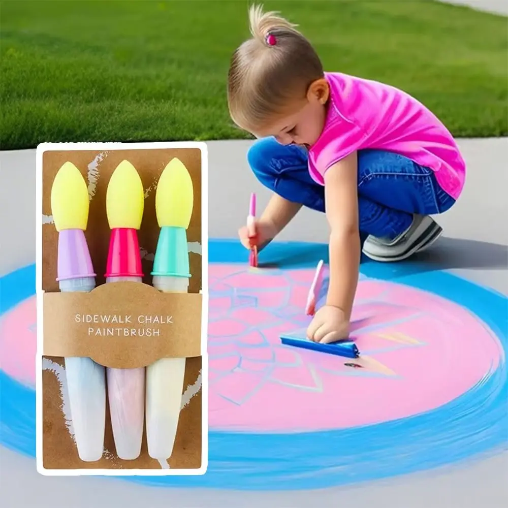 

Washable Sidewalk Chalk Paint Brush Set with Foam Brush Head Children's Gifts Kid's Paintbrush Soft Painting Tool Outdoor