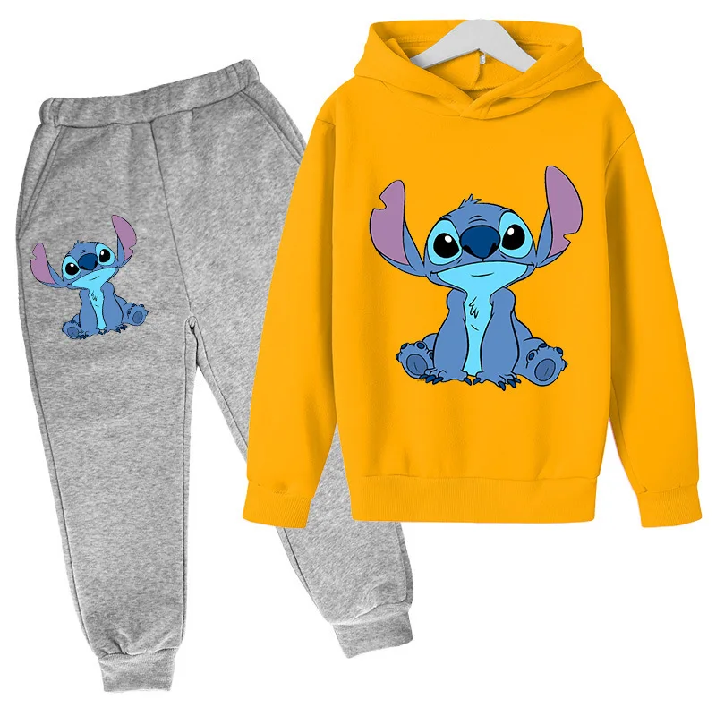 ديزني ستيتش الاطفال البلوز + السراويل 2 قطعة مجموعة الخريف والشتاء الفتيان عارضة الدافئة هوديي الفتيات أزياء تنوعا بدلة طويلة الأكمام #2
