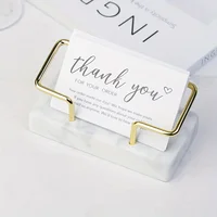 Elegant marble card holder with gold metal frame - Luxury desktop card holder, perfect for meeting gifts, lovely office supplies 4