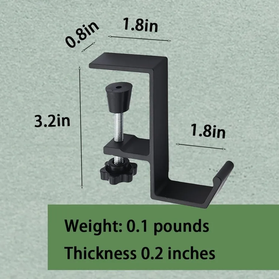 3 عبوات تحت المكتب nt حقيبة حامل هوك المشبك حامل سماعة الرأس على ظهره هوك مكتب هوك مع مشبك ذراع قابل للتعديل BlackA 3 قطعة
