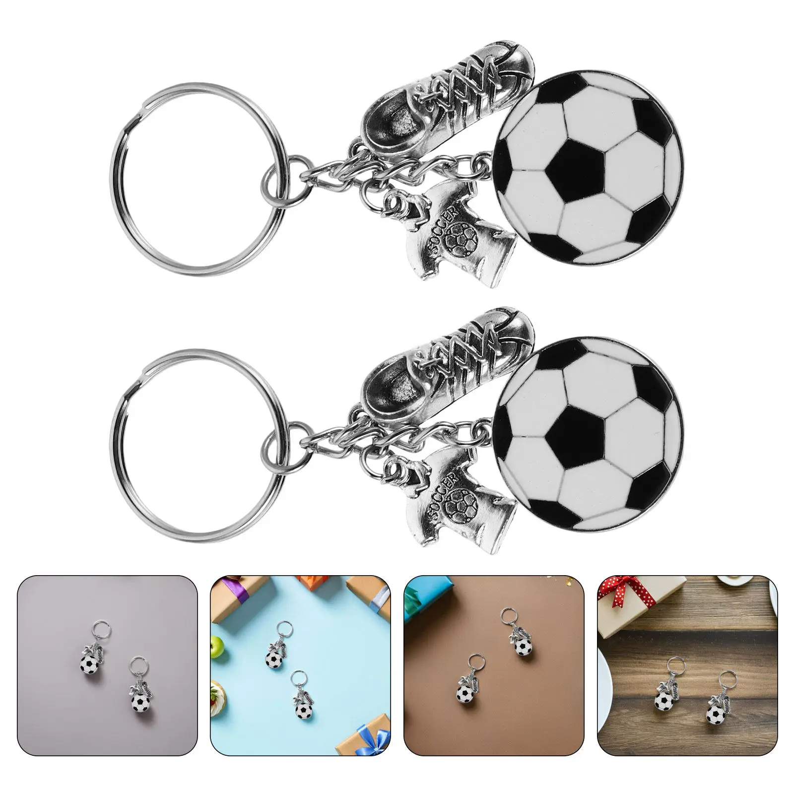 

12Pcs Sports Keychain Charms Football Themed Soccer Shoe Design Hanging Backpack Charms Purse Bag Pendant Party Favors Unisex