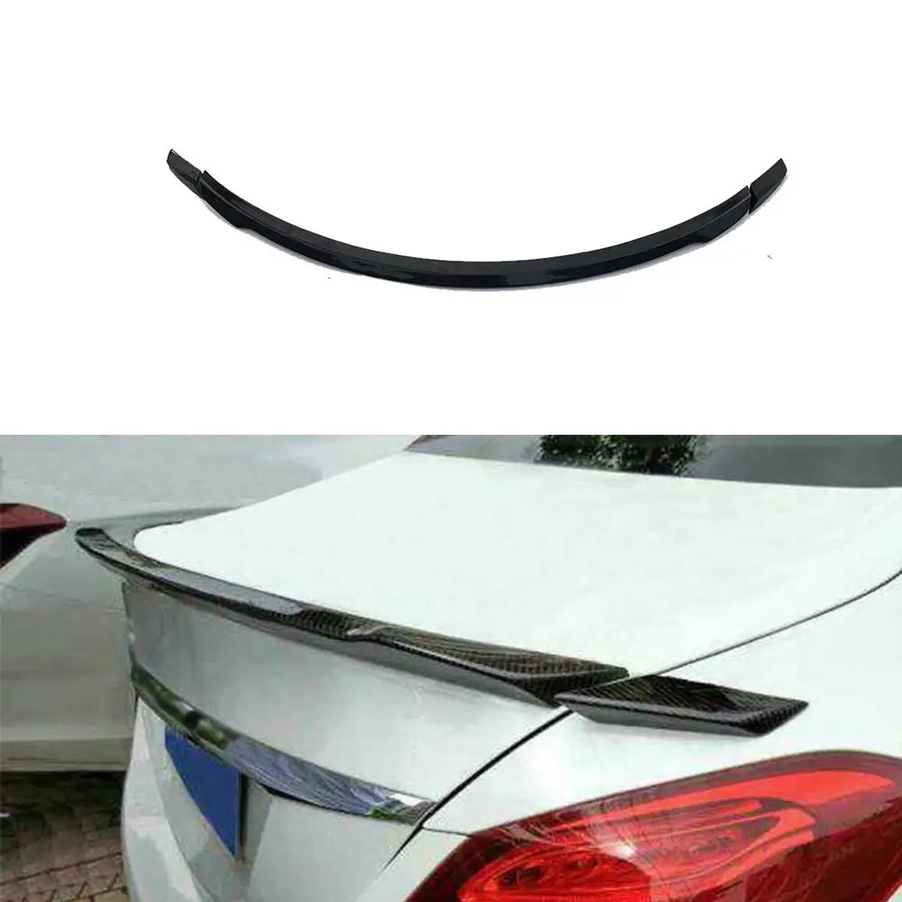 3 PCS Carbon Fiber Rear Lip Spoiler Wings Trunk Stickers For Mercedes-Benz W205 C Class C200 C250 C300 Sedan 4 Door 2014-2017