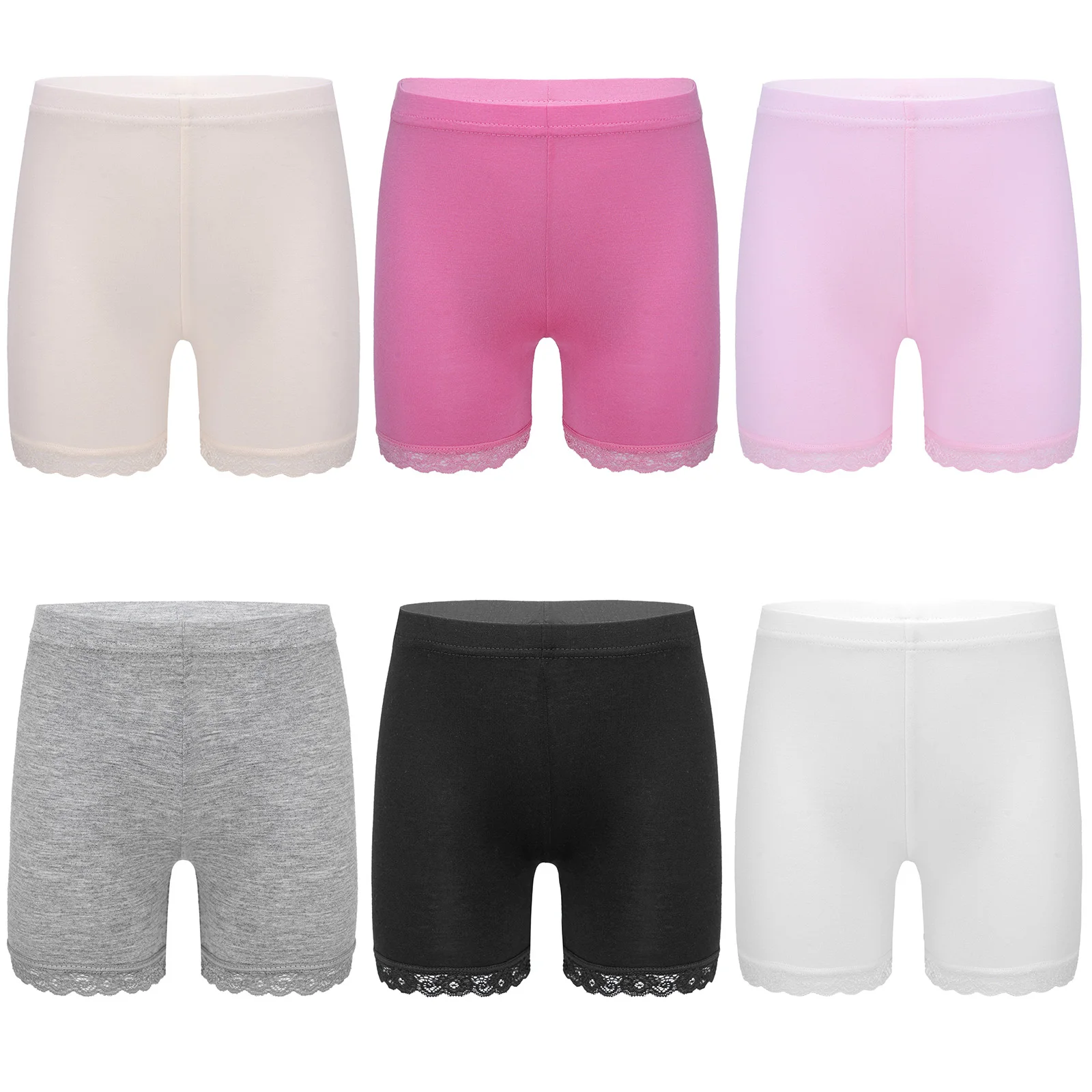 6Pcs Kinder Mädchen Sicherheit Hosen Kinder Sommer Unterwäsche Leggings Verhindern Geleert Einfarbig Spitze Shorts Mädchen Casual Boxer Briefs