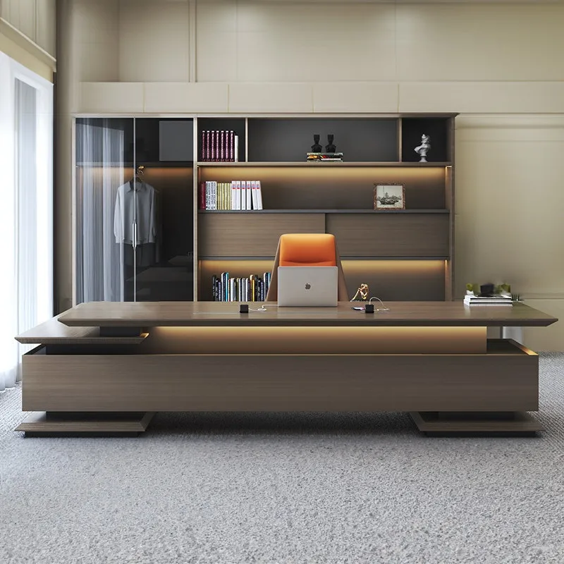 Brown Nordic Office Desks Unique Style Simple Corner Modern Office Desks Cheap Luxury Large Escritorios Work Station Table