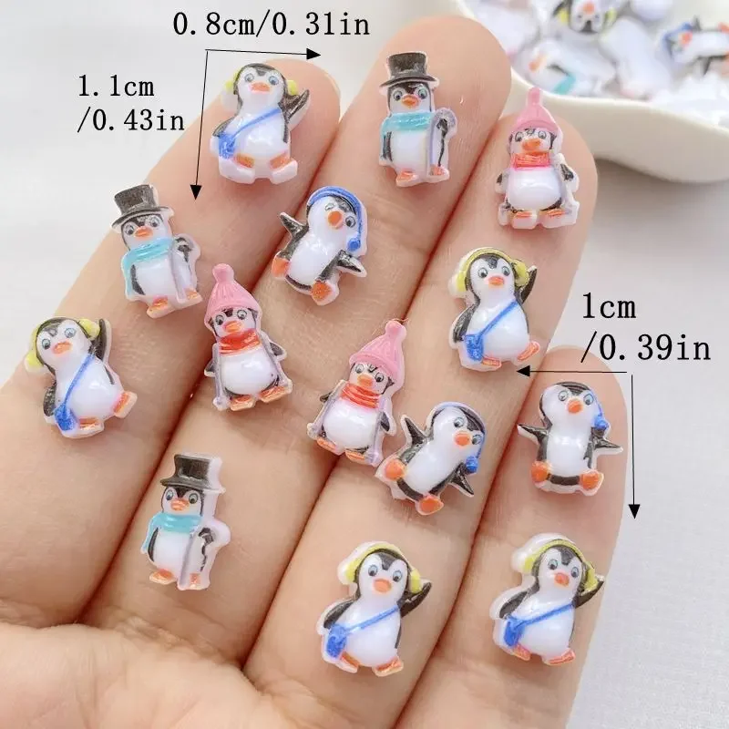 50Pcs Cute Mini Halloween Penguin Nail Art Resin Designer Charms Rhinestones DIY Craft For Nail 3D Decorations Jewelry