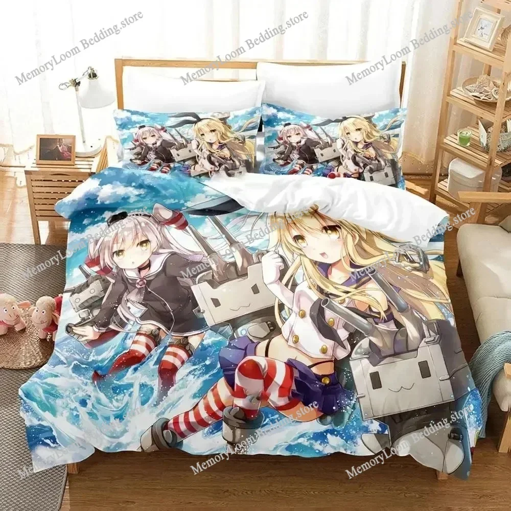 Anime Kantai Collection Bedding Set Boys Girls Twin Queen Size Duvet Cover Pillowcase Bed Kids Adult Fashion Home Textileextile