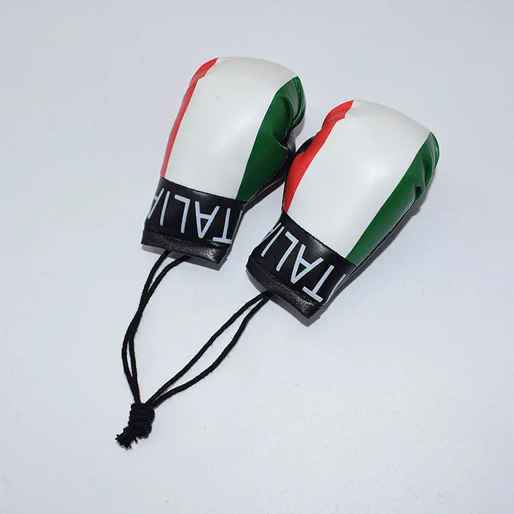 Italy National Flag Boxing Gloves Keychain Hanging Mirror PVC Pendant in Car Accessories Interior Auto Car Decoration Key Chain