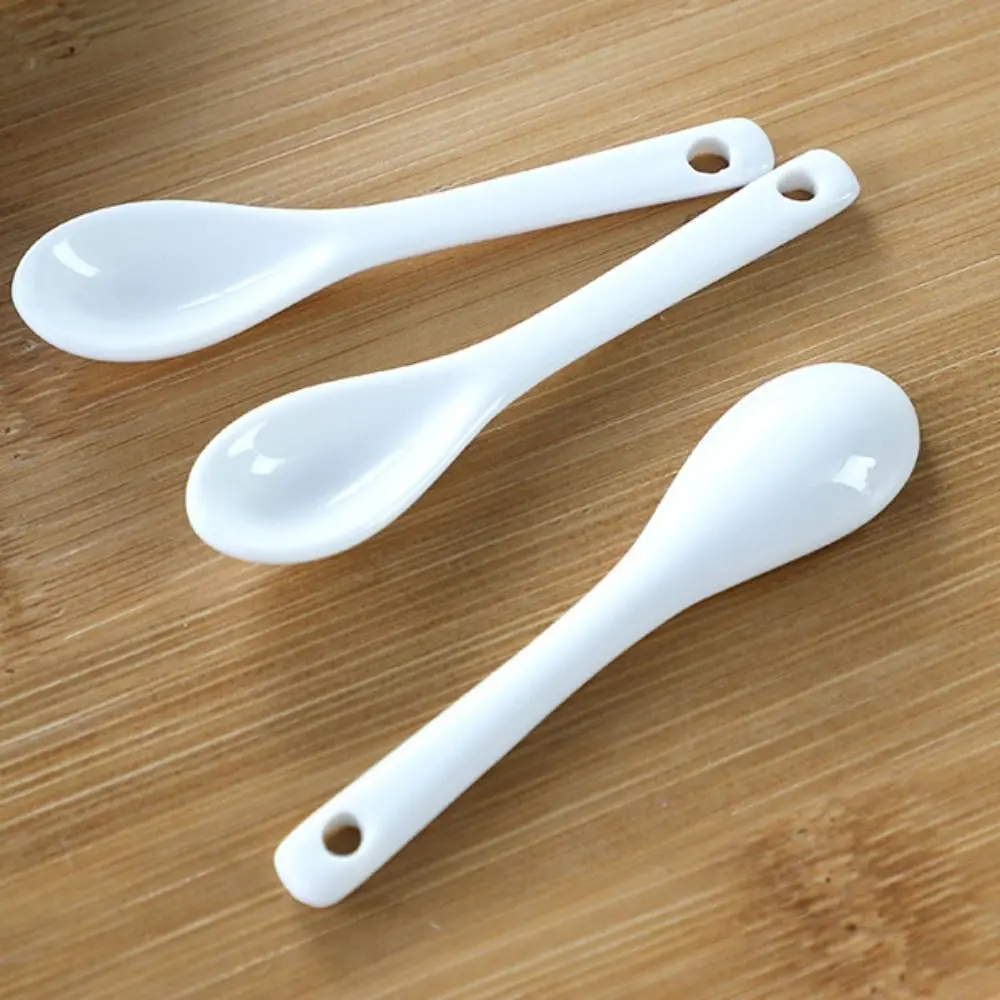 Flatware Ceramic Long Handle Spoons White Creative Coffee Spoon Mini Stirring Spoon Dessert