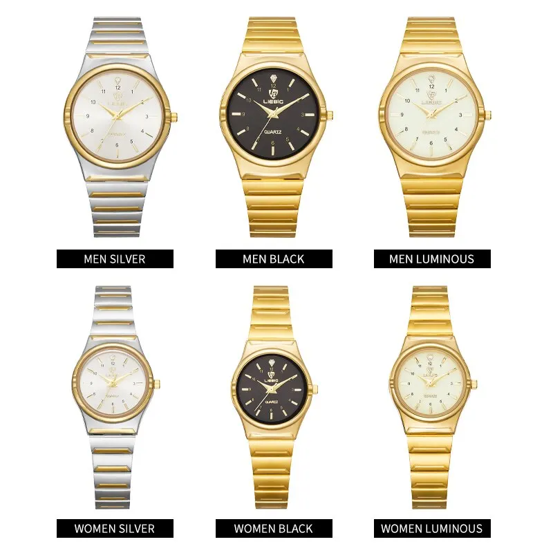 LIEBIG Japan Quart Movement Women Mens Watches Luxury Stainless Steel Female Ladies Golden Wristwatch Clock Relogio Feminino