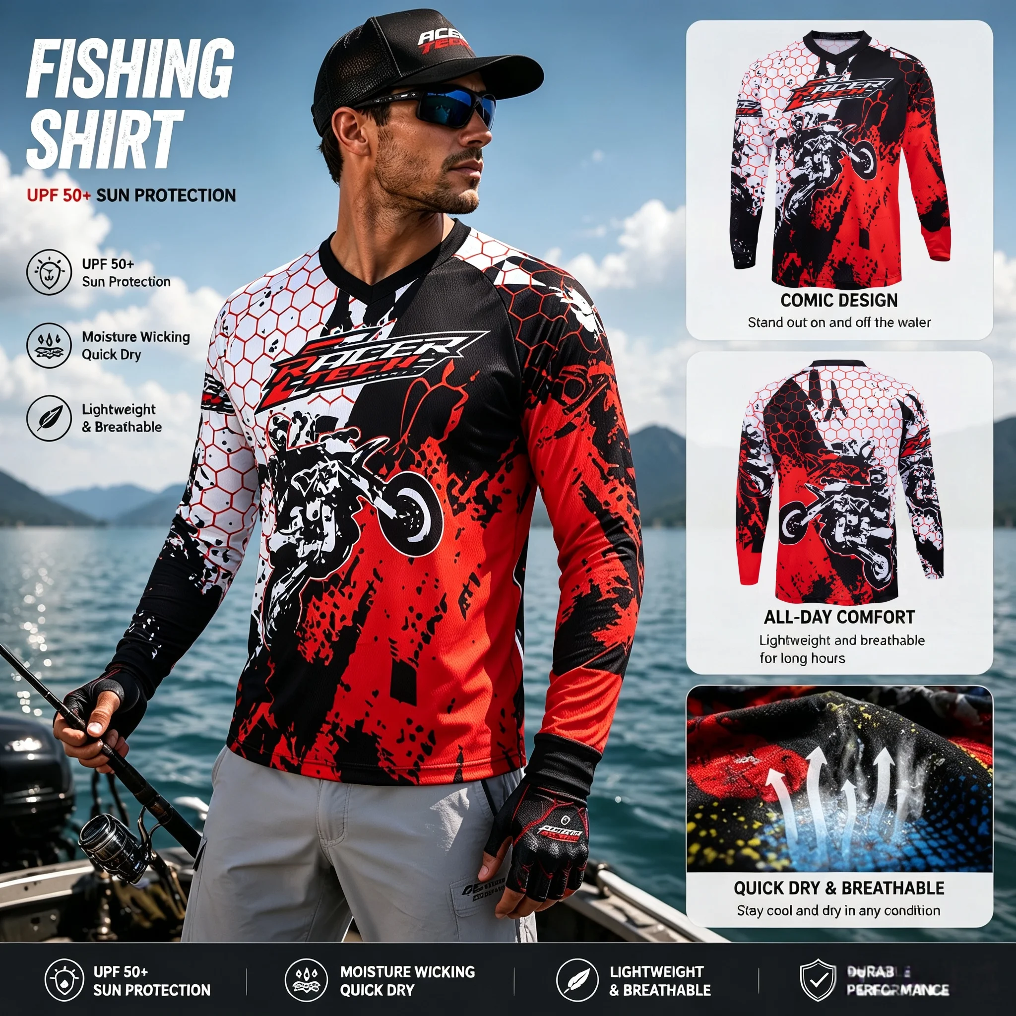

Racing Jersey for Man's Long Sleeve Motocross T-shirt SportWear Bike Enduro Motorcycle DH Moto Mountain MTB Downhill BMX