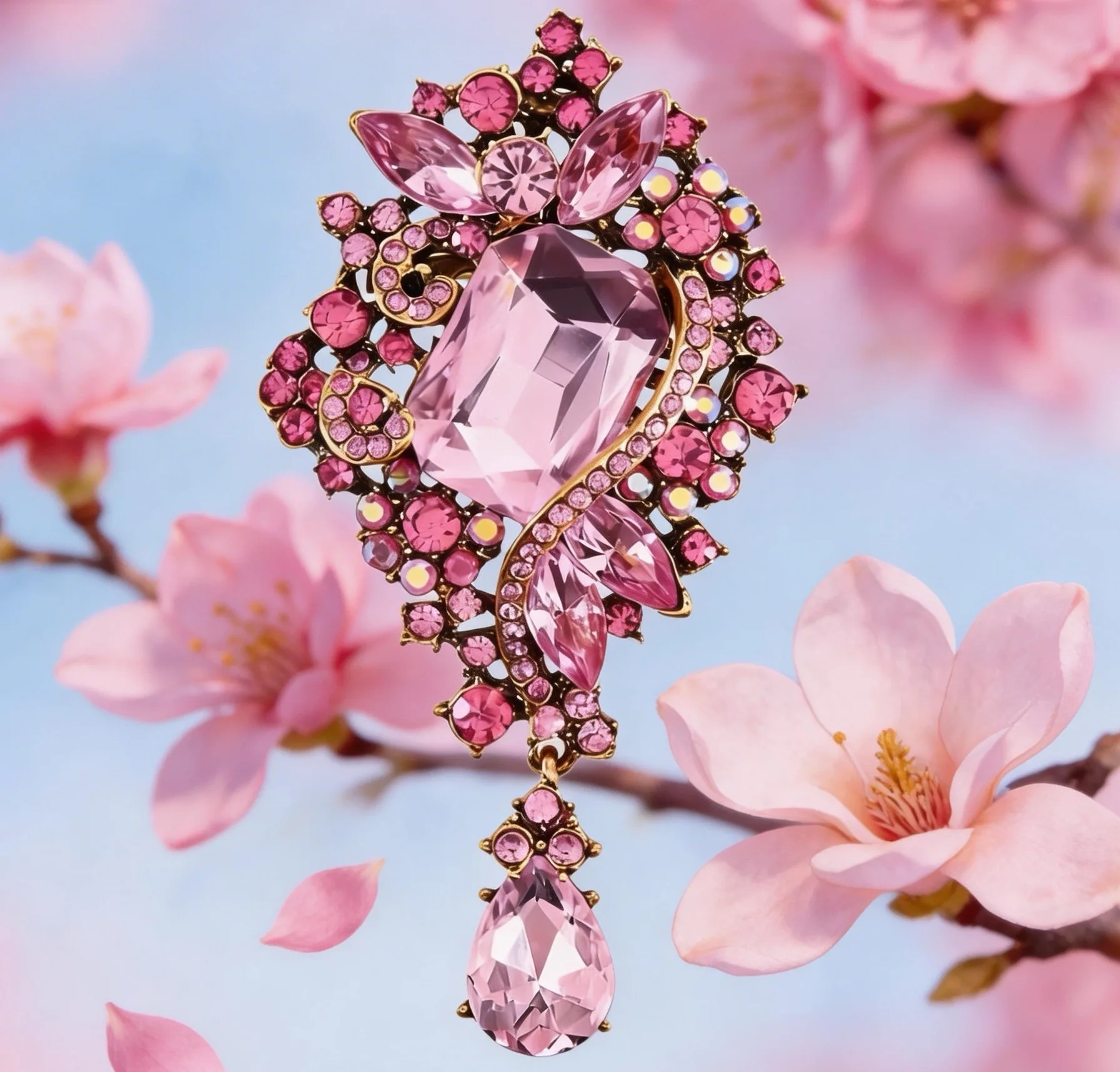 Vintage pink crystal brooch is designed for formal dinners and elegant parties, and pairs perfectly with dresses and clutches.