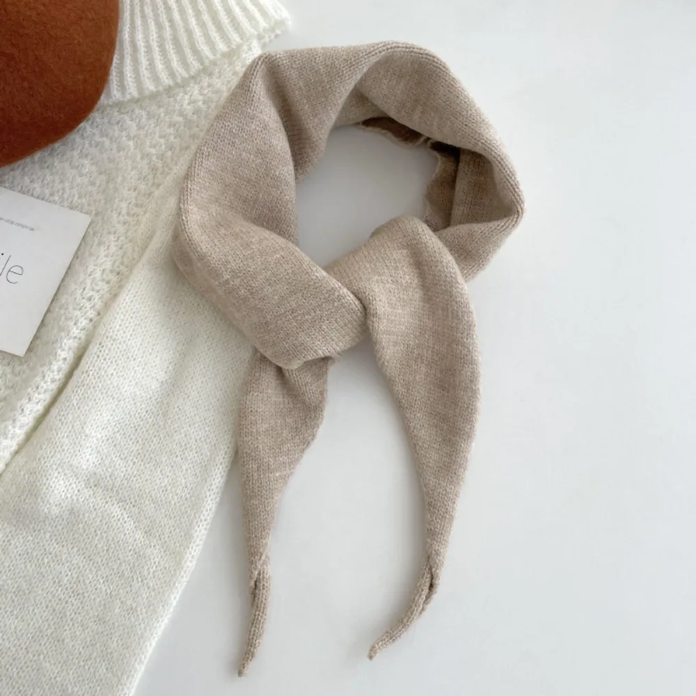 

Elegant Korean Style Knitted Triangle Scarf Windproof Soft Winter Cashmere Scarves Warm Thicken Women Cashmere Shawl Girls