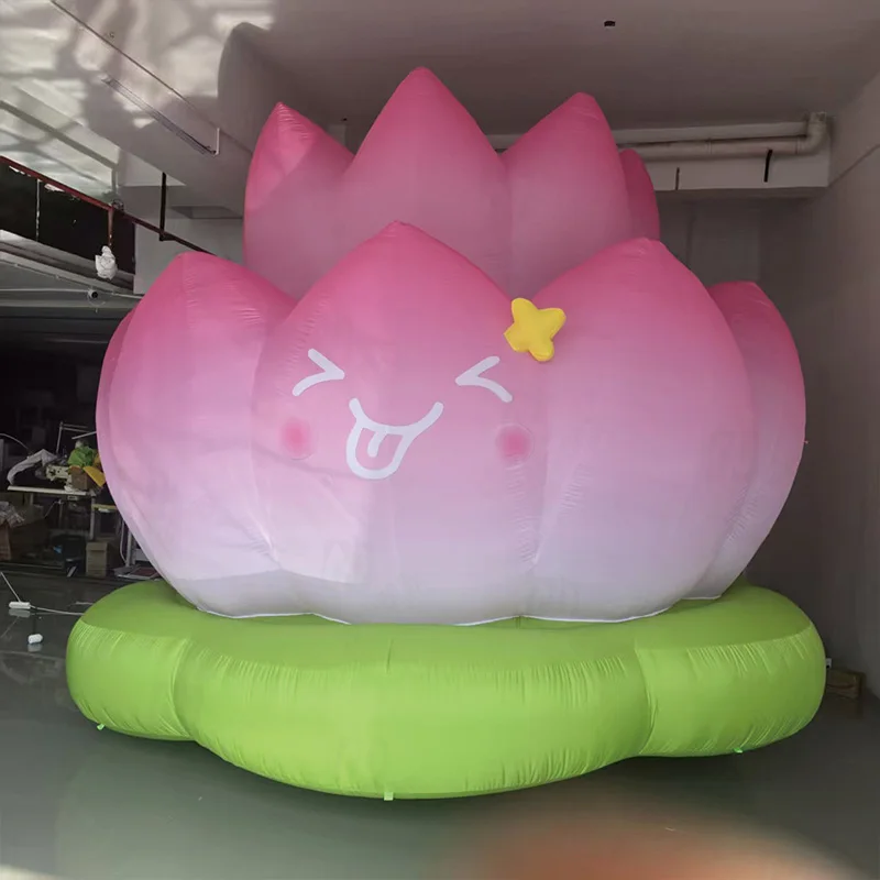 Opblaasbare lotusbloemen, plantaardige luchtmodellen met blaasers, grootschalige decoratieve rekwisieten voor buitengebruik